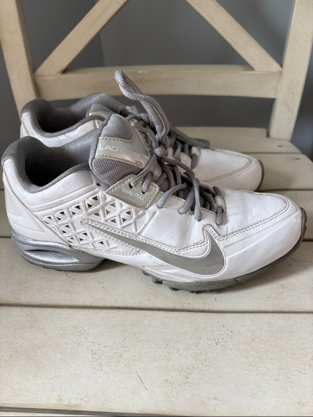 Nike White & Silver Lacrosse Cleats  women 9